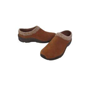 Vionic Arbor Suede Slip-On Brown Shoes Size 7.5M w Knit Collar